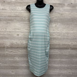 Ribbed Ruched Tank Dress Stripes Large