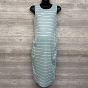 Ribbed Ruched Tank Dress Stripes Large