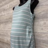 Ribbed Ruched Tank Dress Stripes Large