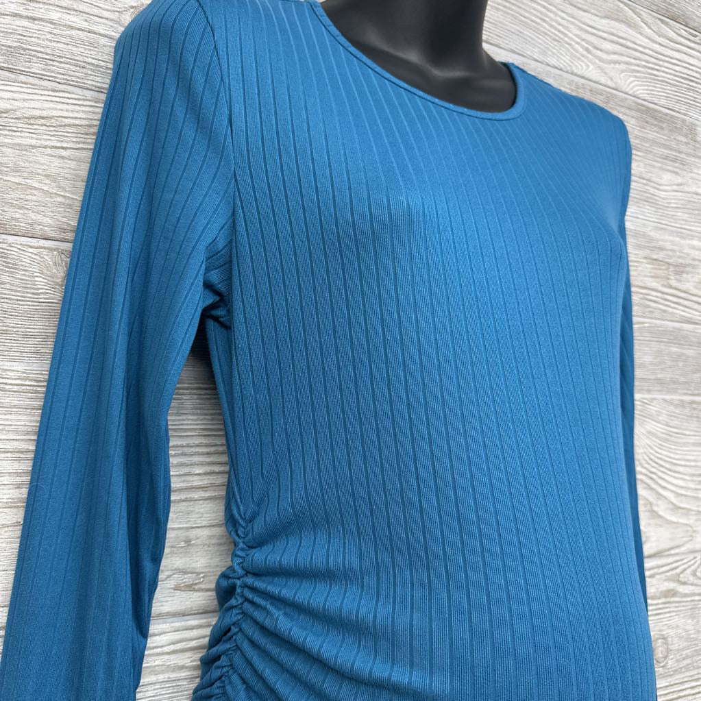 LS Ribbed Ruched Shirt Large