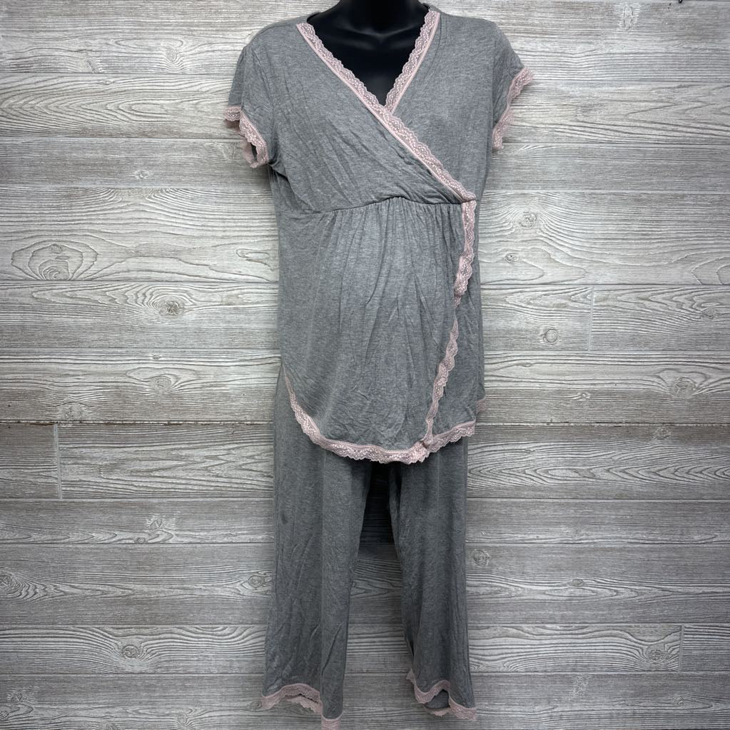 2 Pc Lace Trim Nursing PJs Large