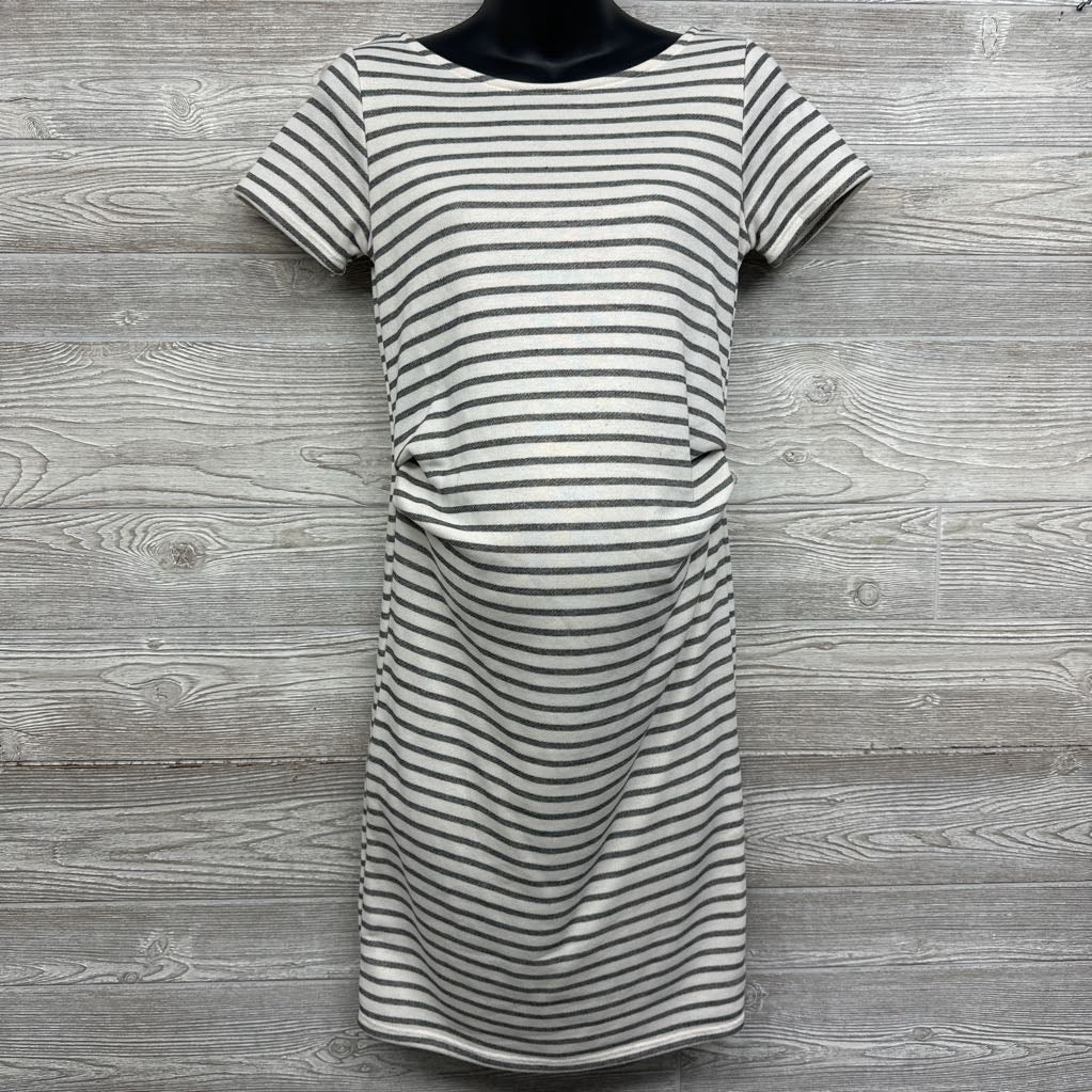 Ruched French Terry Dress Stripes Small