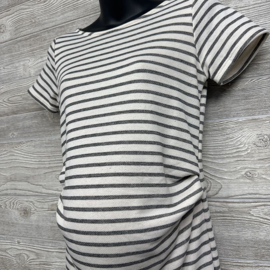 Ruched French Terry Dress Stripes Small