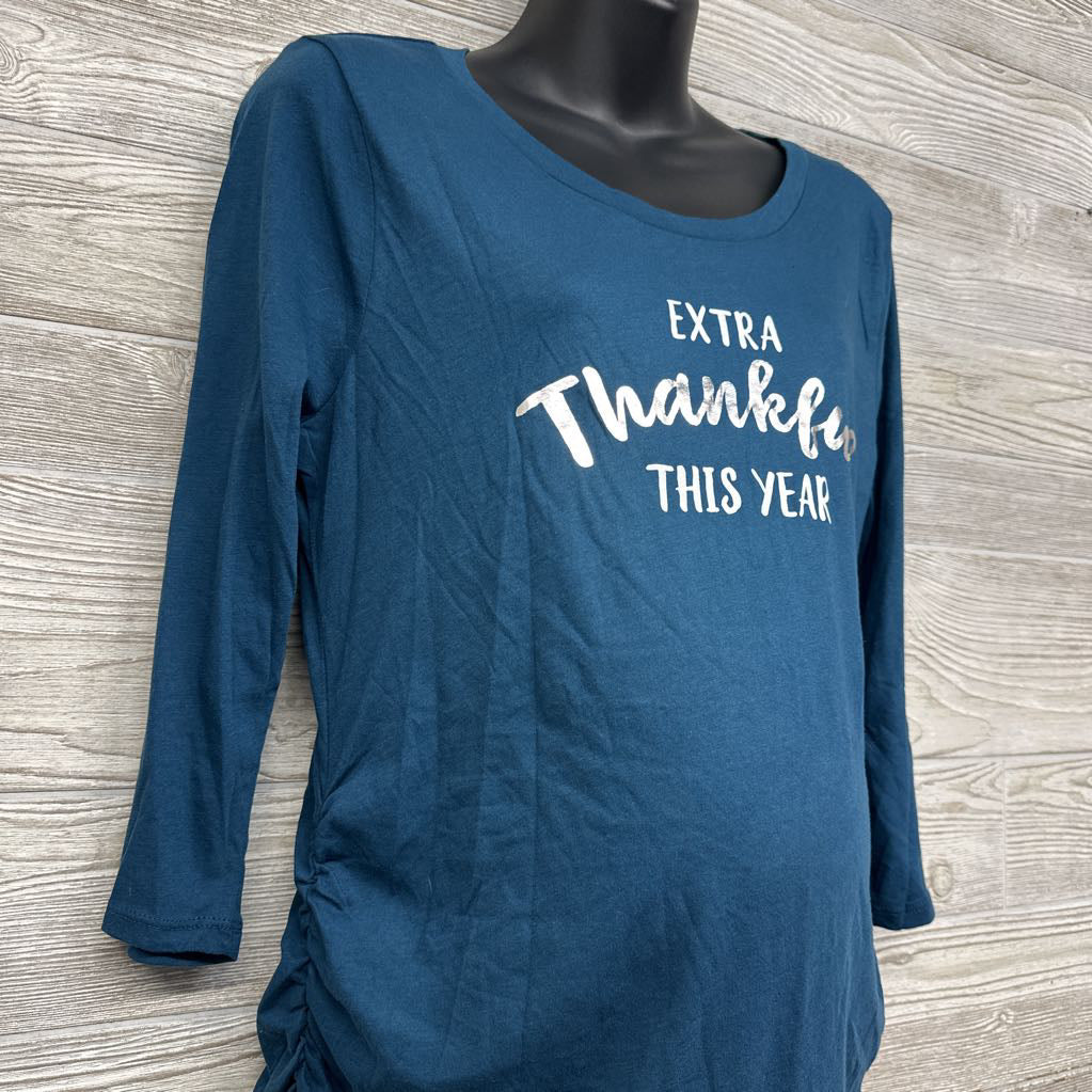LS Ruched Shirt Extra Thankful This Year Large