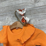 LS Ribbed Dress Pumpkins & Headwrap 3-6M