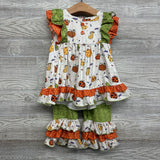 Flutter Sleeve Tunic & Ruffle Pants Pumpkins Candy 3T