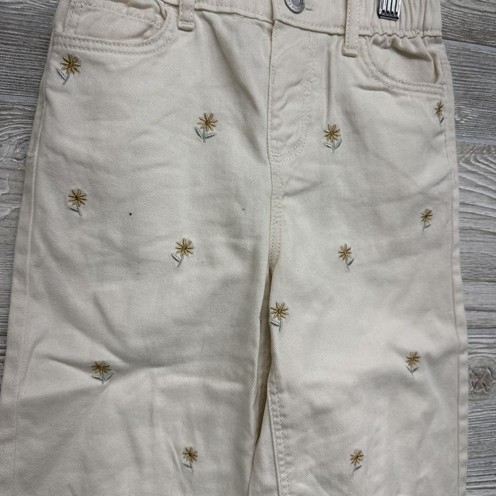 NEW Wide Leg Pants Embroidered Flowers 5T