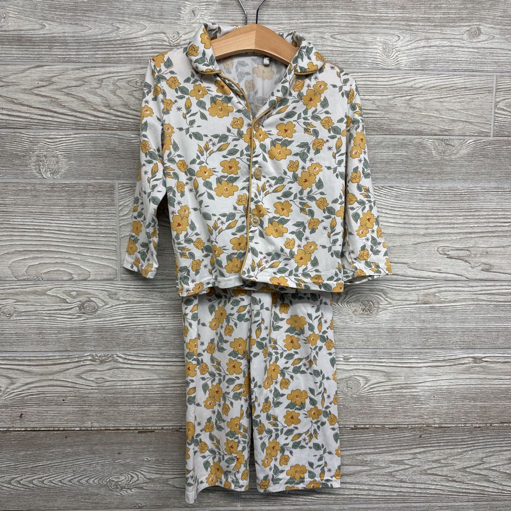 2 Pc LS Button Up PJs Flowers 4T