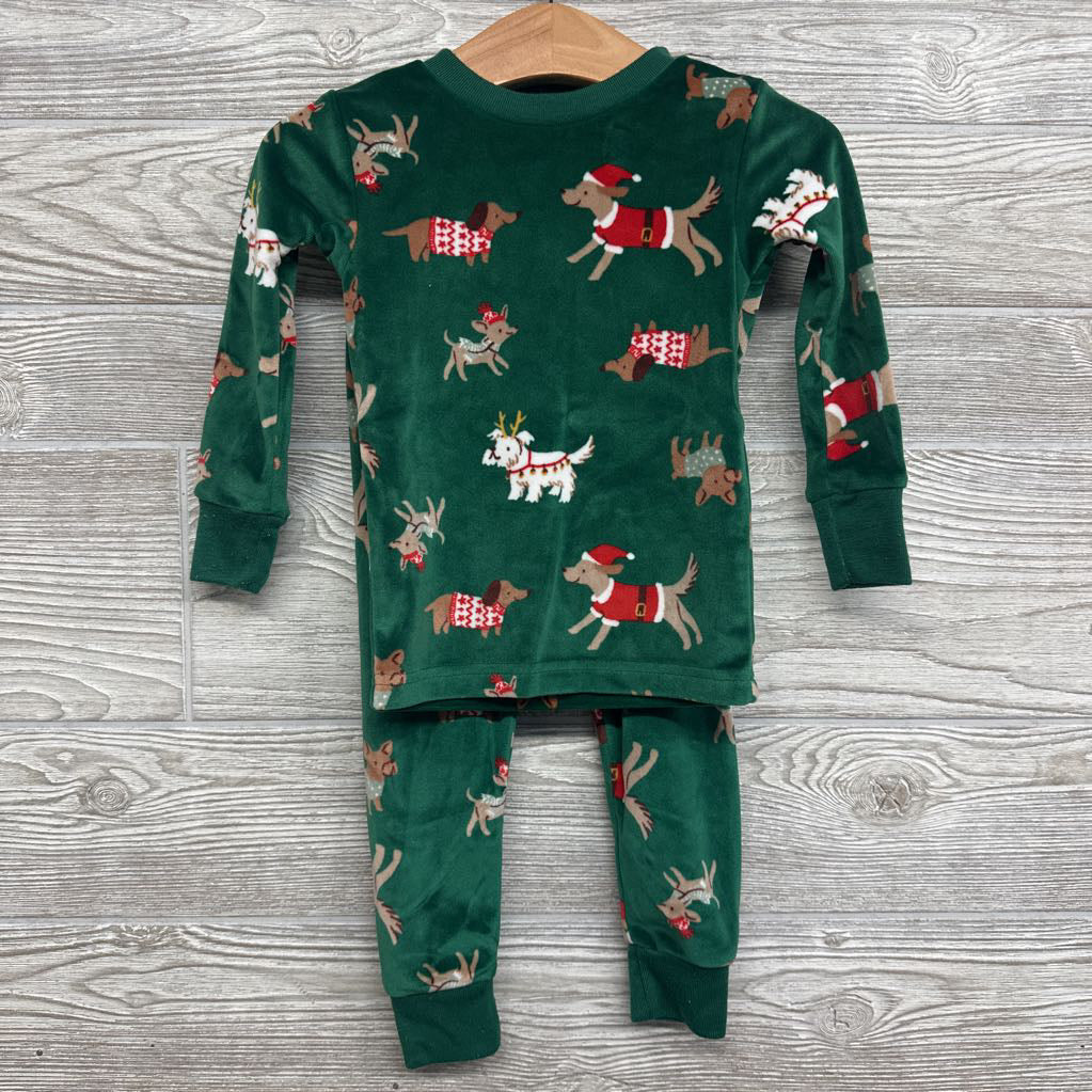 2 Pc LS Cozy PJs Santa Dogs 18M