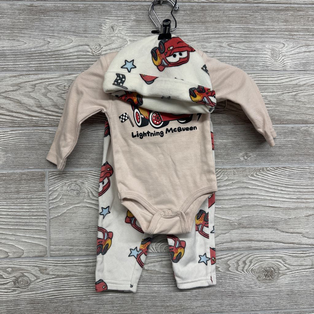LS Bodysuit & Velour Pants Lightning McQueen W/ Hat 0-3M
