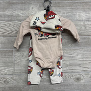 LS Bodysuit & Velour Pants Lightning McQueen W/ Hat 0-3M