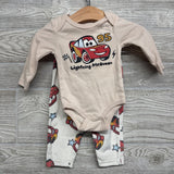 LS Bodysuit & Velour Pants Lightning McQueen W/ Hat 0-3M