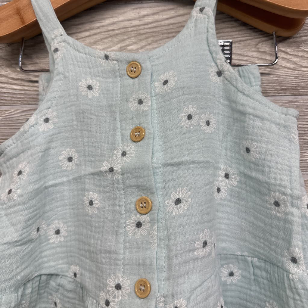 Gauze Button Up Tank Top & Ruffle Trim Shorts Flowers 3T