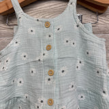 Gauze Button Up Tank Top & Ruffle Trim Shorts Flowers 3T