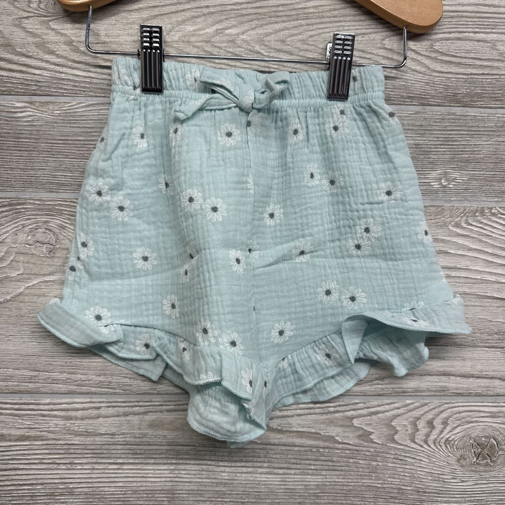 Gauze Button Up Tank Top & Ruffle Trim Shorts Flowers 3T