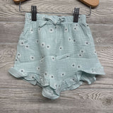 Gauze Button Up Tank Top & Ruffle Trim Shorts Flowers 3T
