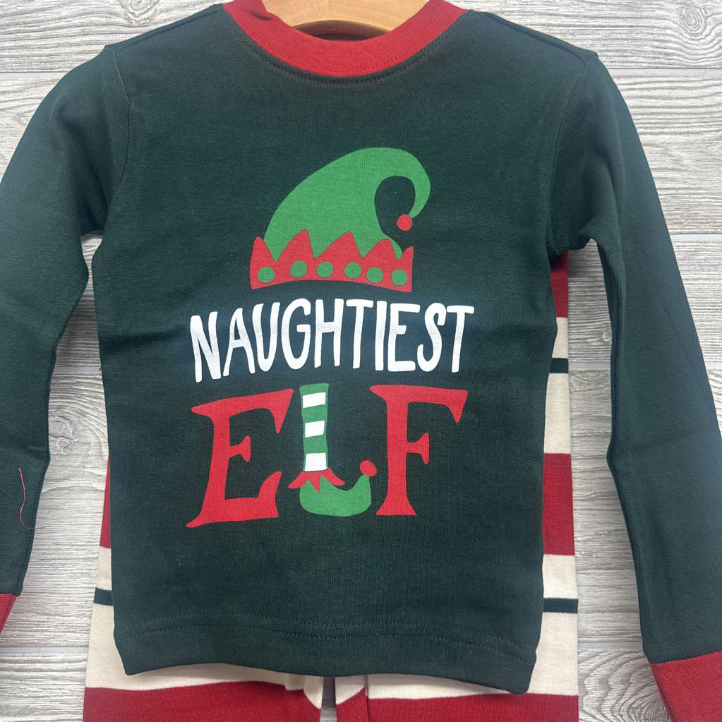 NEW 2 Pc LS PJs Naughtiest Elf Stripes 3T