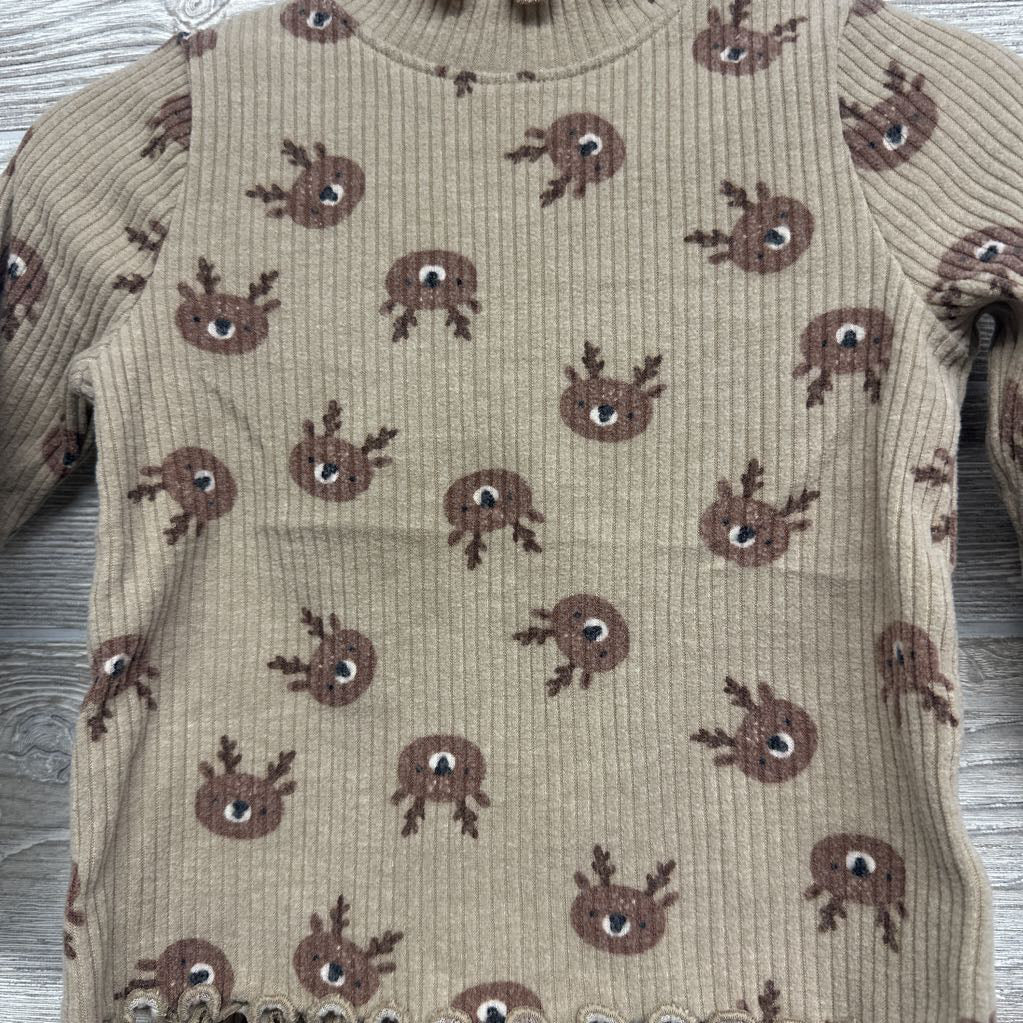 LS Ribbed Mock Neck Shirt & Flare Pants Reindeer 12-18M