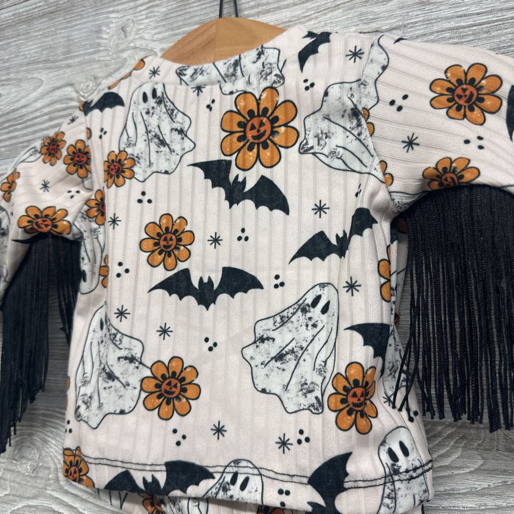 LS Ribbed Fringe Shirt & Bummies Ghosts Flowers NB