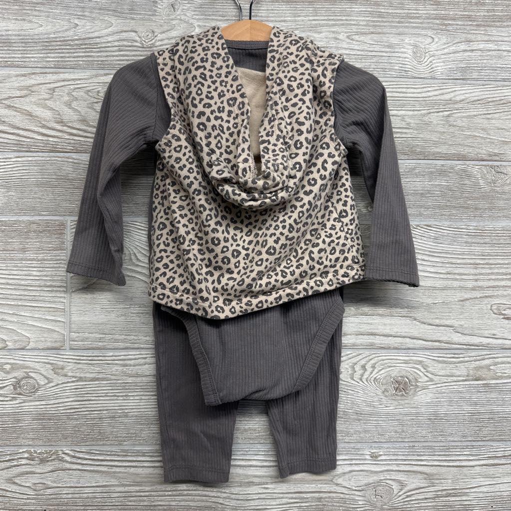 Ribbed Leggings, Bodysuit & Animal Print Vest 18M
