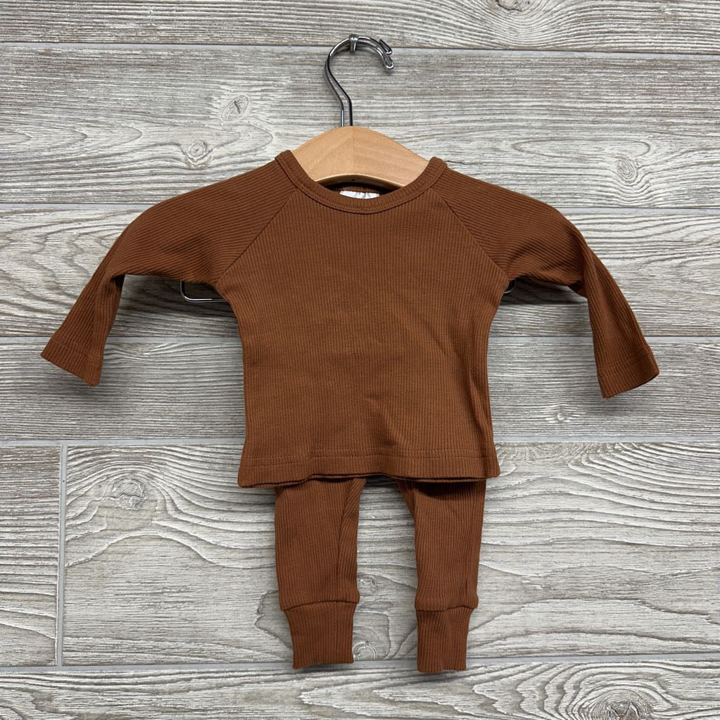 2 Pc Ls Ribbed Shirt & Pants 0-3M