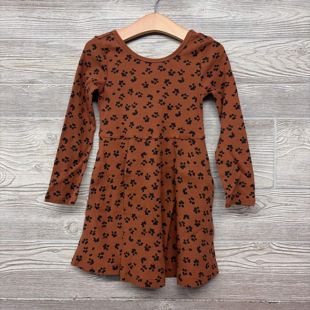 Ribbed LS Dress Animal Print 4t