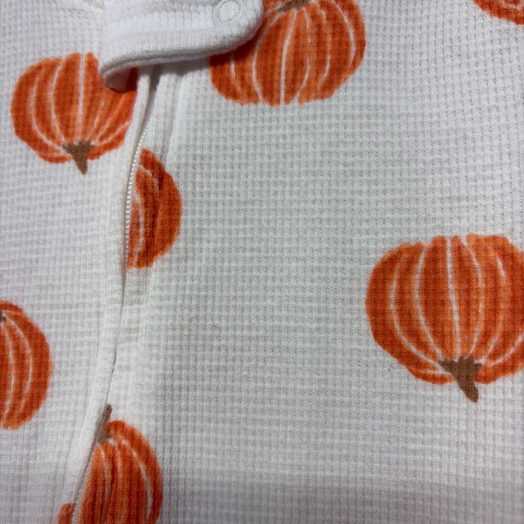 Waffle Knit Sleeper Pumpkins 2t
