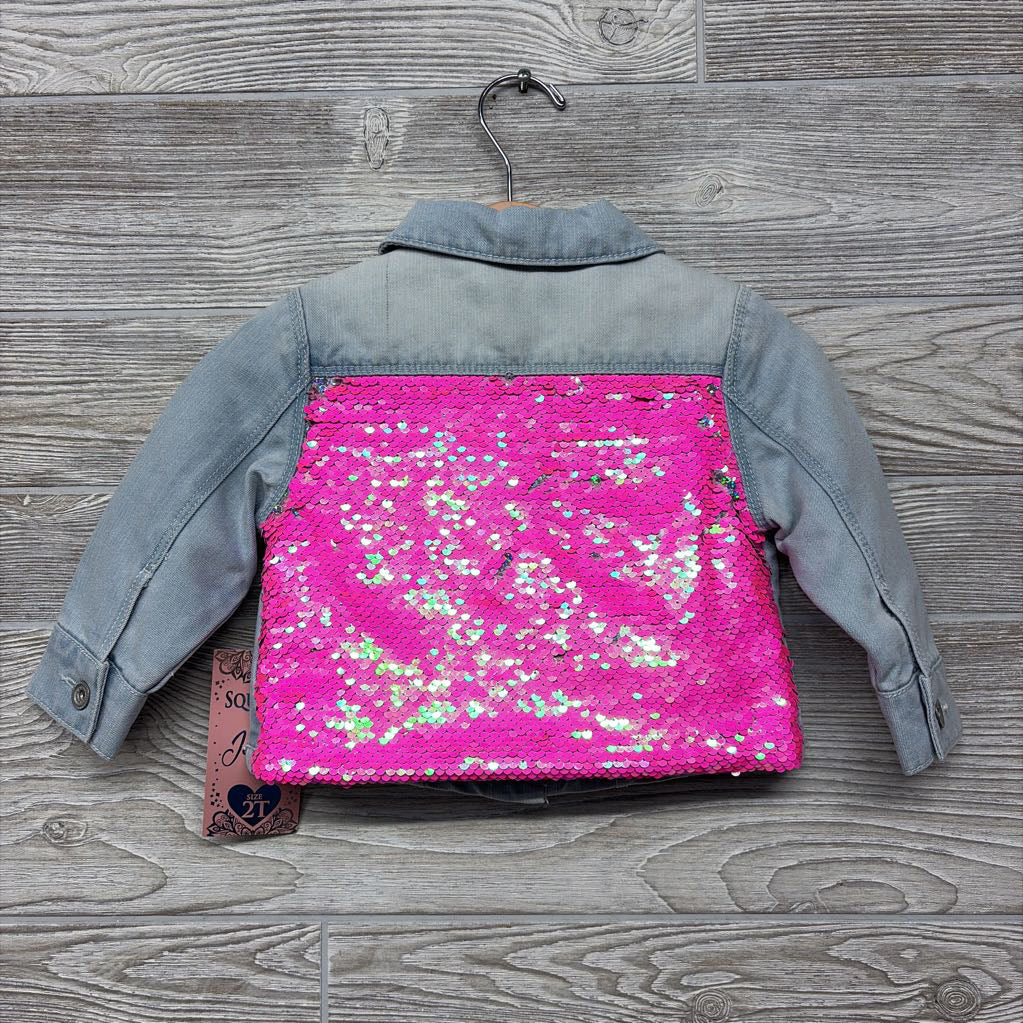 NEW Denim Jacket Back Flip Sequins 2t