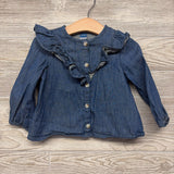 Chambray Button Up Shirt Ruffles 12-18M