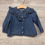 Chambray Button Up Shirt Ruffles 12-18M