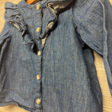 Chambray Button Up Shirt Ruffles 12-18M