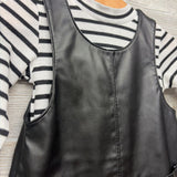 Faux Leather Jumper Striped Mocked LS Shirt 24M
