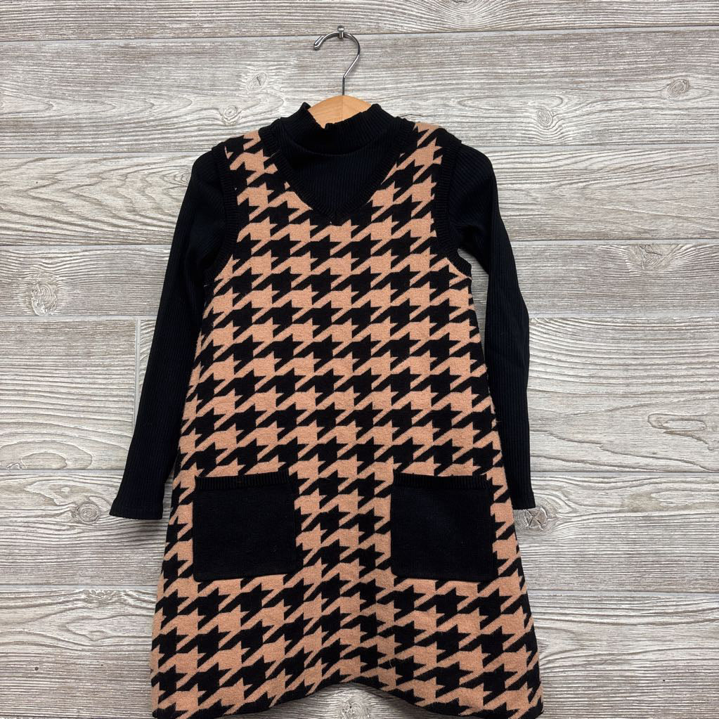 Houndstooth Sweater Jumper, Ribbed LS Shirt 5-6