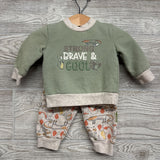 Crewneck Strong Brave, Striped Bodysuit & Pants 0-3M