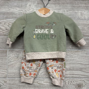 Crewneck Strong Brave, Striped Bodysuit & Pants 0-3M