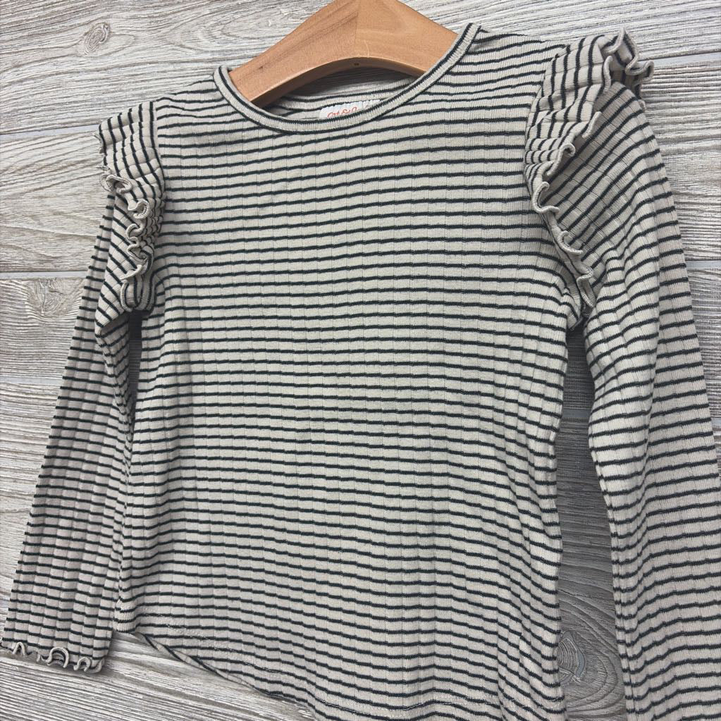 Ribbed Ruffle Shirt Stripes 4t