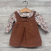 Corduroy Jumper & LS Bodysuit Flowers 6-9M