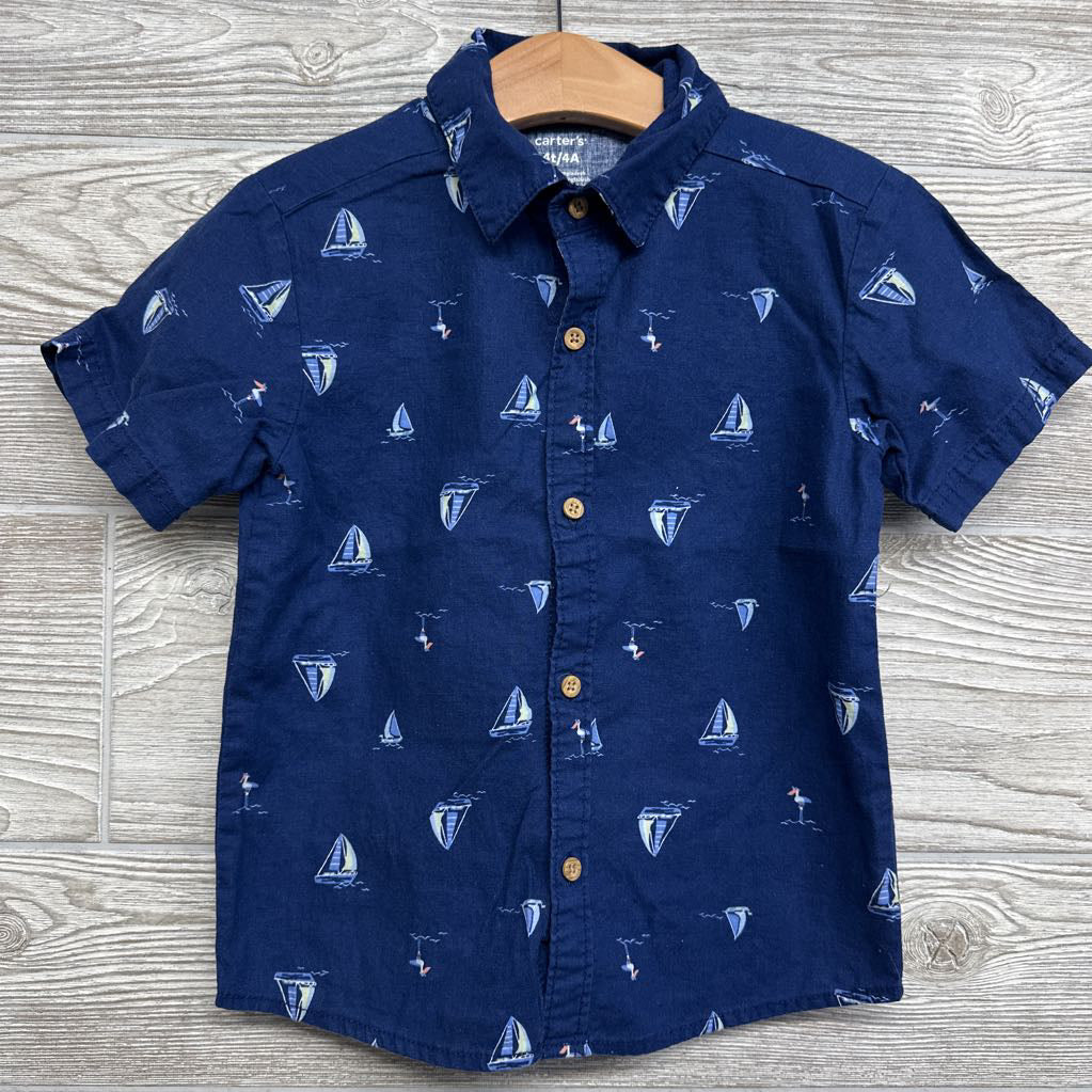 Button Up SS Shirt Sailboats 4t