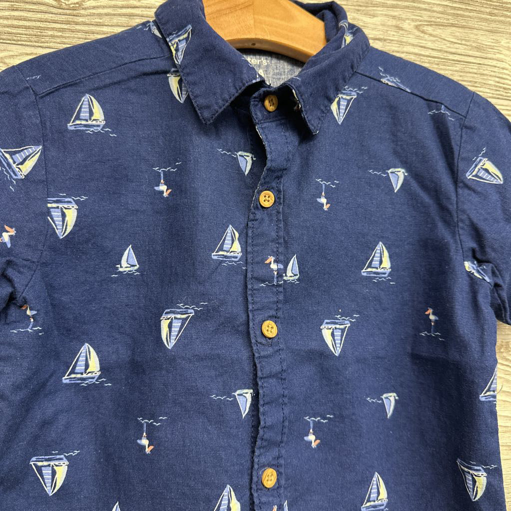 Button Up SS Shirt Sailboats 4t