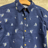 Button Up SS Shirt Sailboats 4t