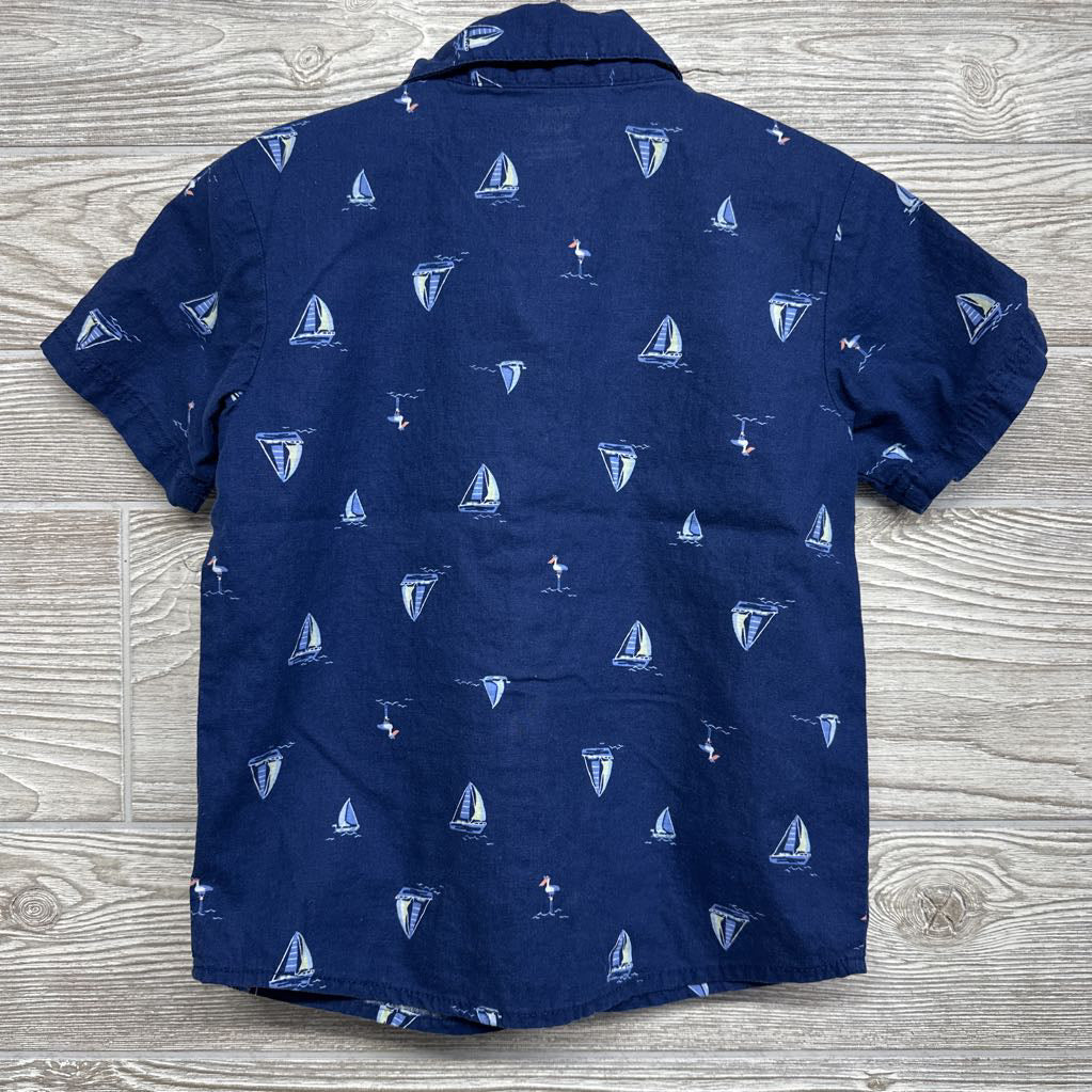 Button Up SS Shirt Sailboats 4t