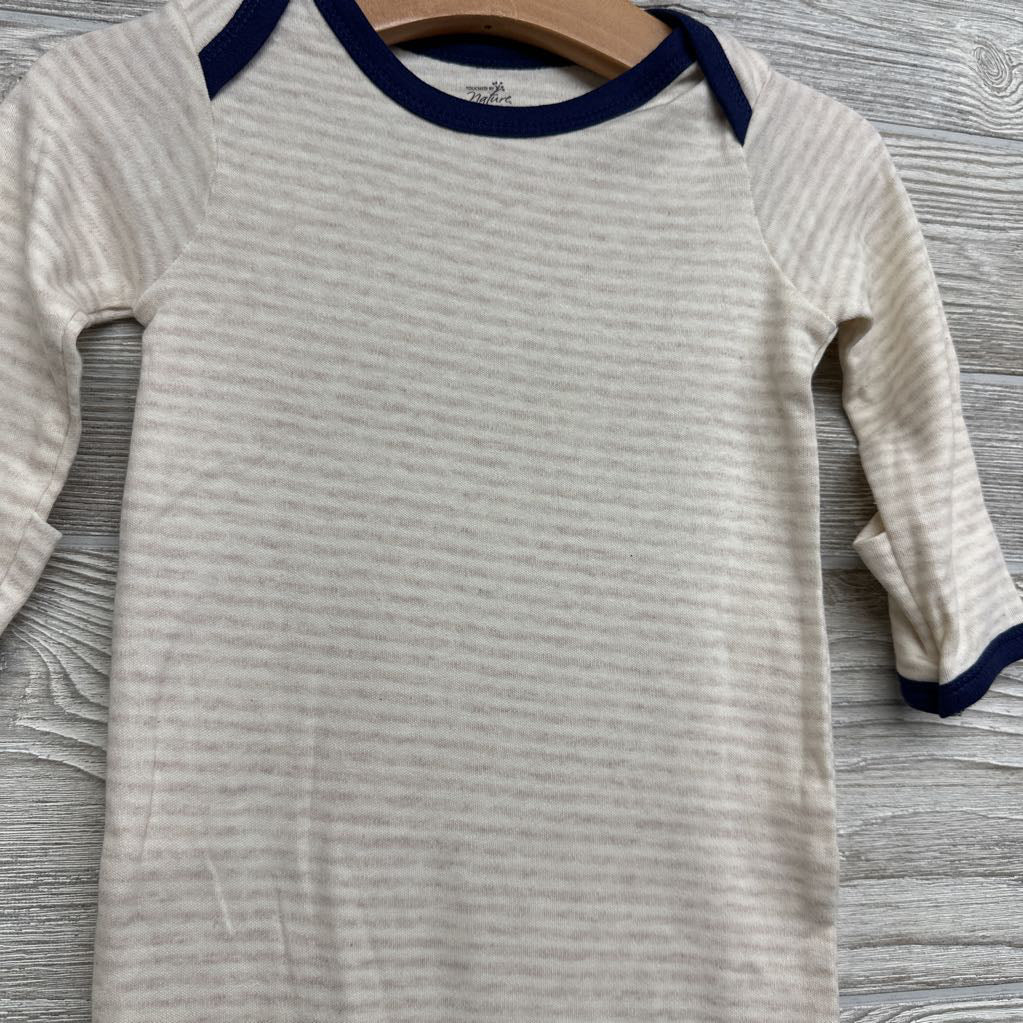 Organic LS PJ Gown Stripes 0-6M