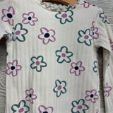 Ribbed Lettuce Trim Mock Neck Shirt Flowers 2t