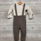 LS Speckle Bodysuit & Knit Suspender Pants 12M