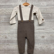 LS Speckle Bodysuit & Knit Suspender Pants 12M