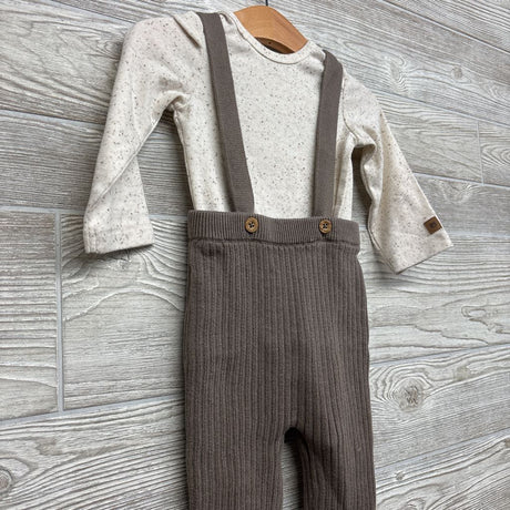 LS Speckle Bodysuit & Knit Suspender Pants 12M
