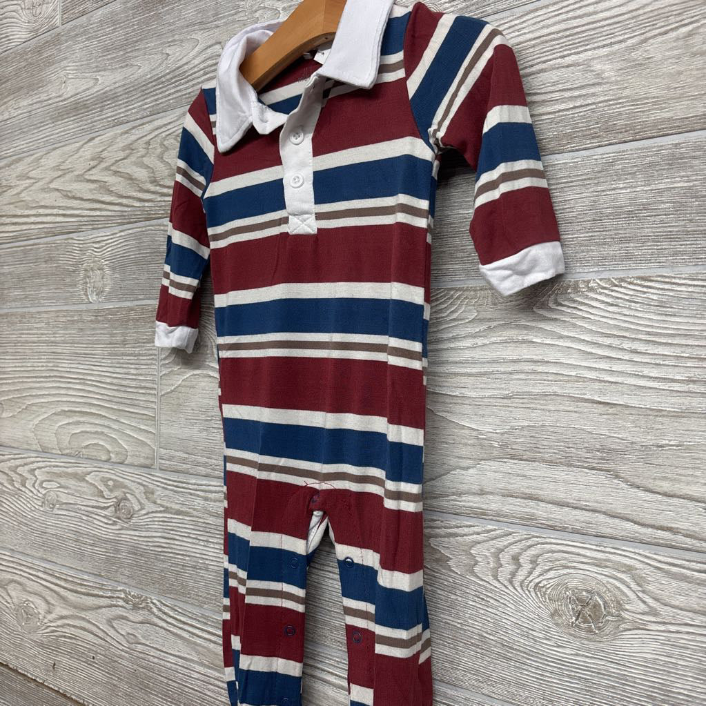 LS Bamboo Footed Outfit Stripes 6-9M