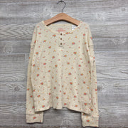 LS Waffle Knit Henley Shirt Flowers 10-12