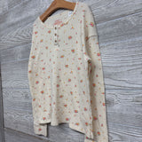 LS Waffle Knit Henley Shirt Flowers 10-12