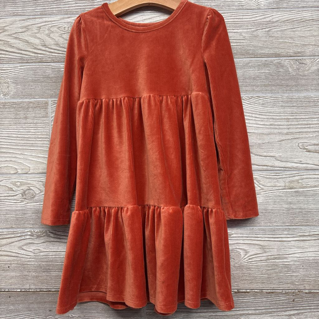 LS Tiered Ribbed Velour Dress 5-6